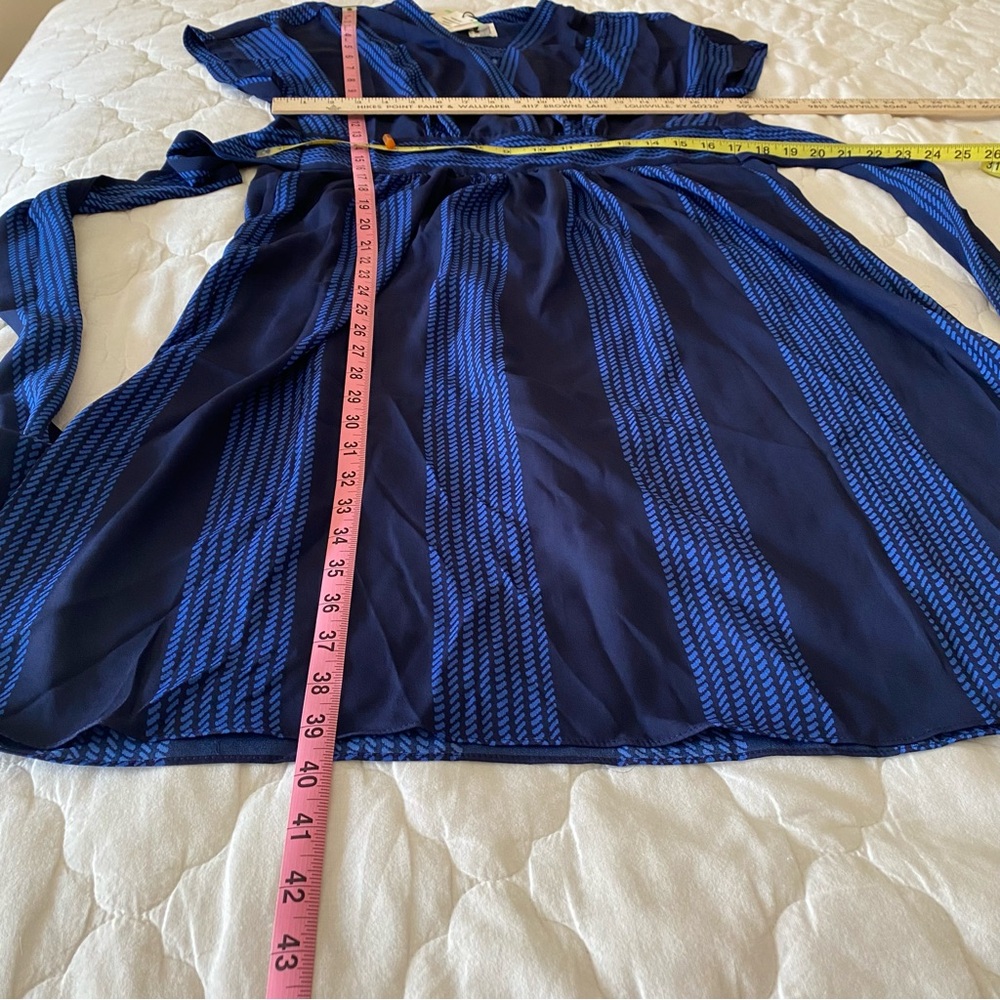 Anne Klein Blue Wrap Midi Dress with Cuffed Sleeves - Picture 12 of 12